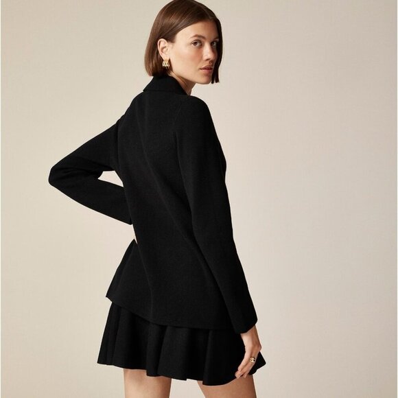 NEW J. Crew Women's Black Size XS Warwick Wool Cotton Blend Sweater Blazer Coat - Picture 4 of 15
